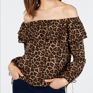 Michael KORS Ruffled Off-The-Shoulder Top